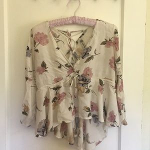 Floral V neck top